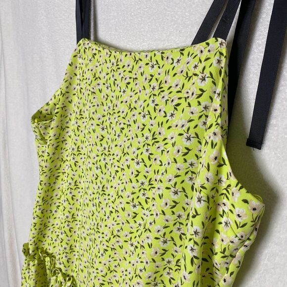 Topshop Sleeveless Floral Square Neck Drop Waist Midi Dress Tie Strap Size 8 - Picture 4 of 14